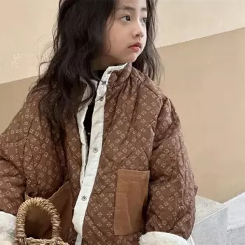 Пальто для девочек, куртка, зимняя хлопковая ветровка, 2023 Повседневная теплая плотная Меховая куртка, удобная детская одежда