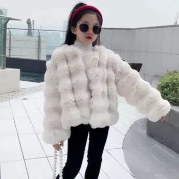 Пальто для девочек, куртка, зимняя хлопковая ветровка, 2023 мягкая теплая плотная Меховая куртка, комбинезон, детская одежда