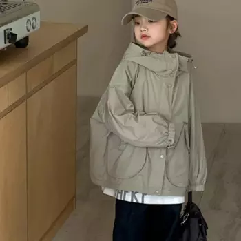 Пальто для девочек, новинка 2024, осенне-зимняя детская одежда, флисовая крутая красивая куртка для девочек в иностранном стиле