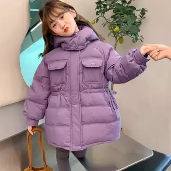 Пальто для девочек, пальто, куртка, ветровка, верхняя одежда 2024, винтажная зимняя и осенняя теплая хлопковая школьная Спортивная одежда для подростков
