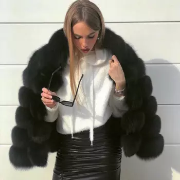 Пальто из искусственного меха, зимнее Новое модное короткое теплое плотное длинное пальто из зеленой лисы, куртки 2022, женская кожаная и меховая верхняя одежда