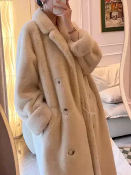 Пальто из искусственного меха зимняя женская куртка из искусственного меха Длинный Стиль