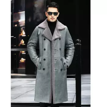 Пальто из овечьей кожи Denny & Asha, мужское, длинное, B7