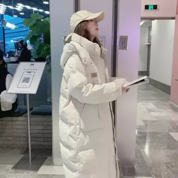 Пальто оверсайз с подкладкой из хлопка, Женское зимнее пальто, длинная толстая стеганая куртка, новинка 2023, трендовая женская одежда