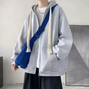 Пальто с капюшоном, стильная мужская зимняя толстовка с флисовой подкладкой, уютное пальто на молнии с длинным рукавом, однотонное осеннее пальто с карманами