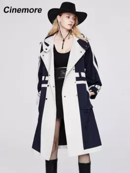 Пальто женское длинное, с капюшоном, осень 2021-1