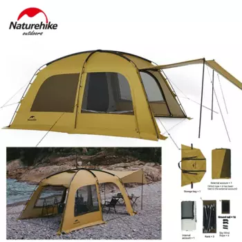 Палатка Naturehike туристическая двухслойная, купол с удлиненным навесом, дымовая палатка для 2-3 человек, водонепроницаемая Всесезонная