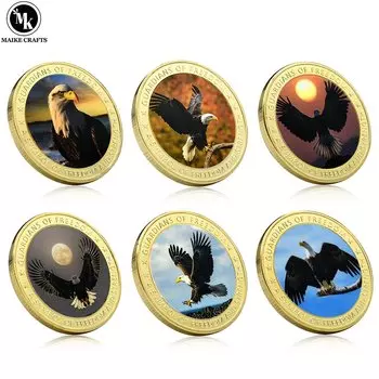 Памятная монета с изображением американского редкого животного, белоголового орлана, металлическая американская скульптура, коллекция монет с вызовами, праздничный подарок