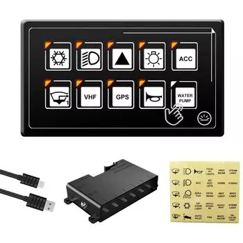 Панель мембранного переключателя управления 6P/10P с управлением через приложение Bluetooth и водонепроницаемой светодиодной подсветкой IP67 для автомобиля, лодки, автофургона