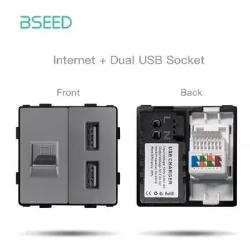 Панель настенного выключателя BSEED с двойной USB розеткой
