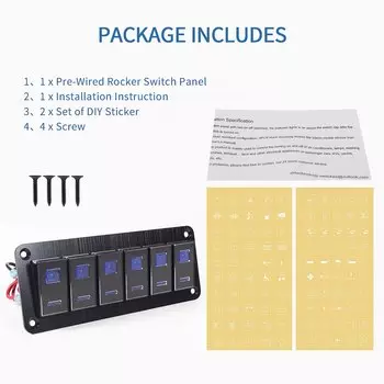 Панель переключателя автомобиля, универсальная переключатель из металлического сплава на 2-6 клавиш, 12/24 в, светодиодный клавиши, для лодок, фургонов, домов на колесах