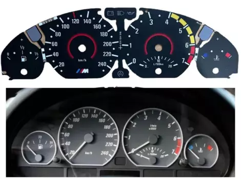 Панель приборной панели для BMW E46 323Ci 325Ci 328Ci 330Ci 3 м, измеритель приборной панели, накладные циферблаты, диск 240 км/ч