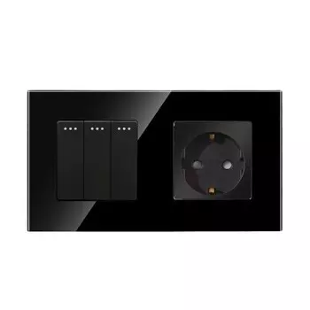 Панель света, из закаленного стекла, Bingoelec, черная, 2/3 переключателем, для ремонта дома