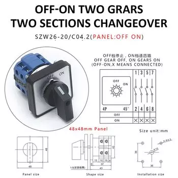Панели ABILKEEN 48x4 8 мм, 2/3/4/5 положения, 8 контактов, Клемма, универсальный переключатель, 240 в, 20 А, фиксация, поворотный кулачковый переключатель