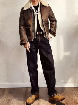 Папая бритва, американская винтажная утолщенная теплая классическая куртка-бомбер ANJ4 с мехом в стиле ретро