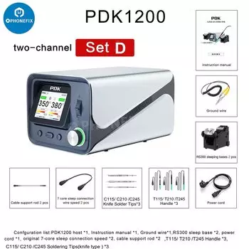 Паяльная станция i2C PDK1200 T115 T210 T245 Ручка с наконечником Интеллектуальный контроль температуры Автоматический сон в реальном времени Двойной сварочный стол