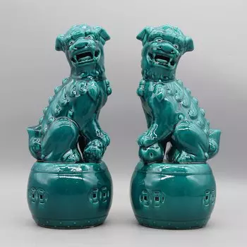 Пара керамических собак-фу Eastern Tide