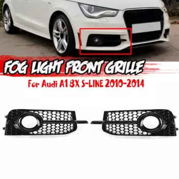 Пара передних бамперов автомобиля, противотуманная фара, гриль для Audi A1 8X S-LINE и S1 2010-2014, сотовая сетка, противотуманная фара, капот 8X 0807682 B 8X 0807681 Б