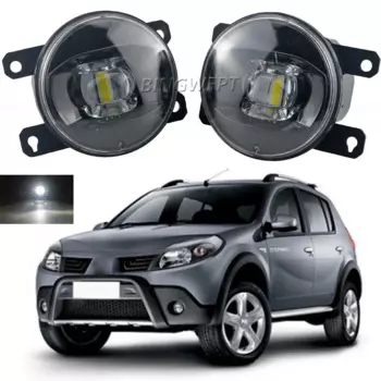 Пара противотуманных фар в сборе, светодиодная белая передняя фара для Renault Sandero Stepway Hatchback 2008-2015