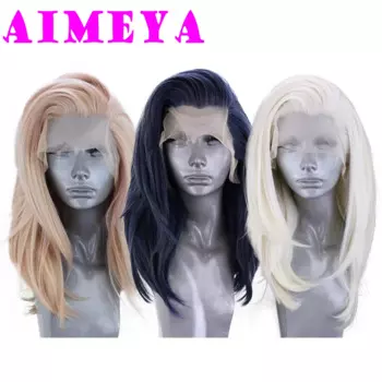 Парик AIMEYA темно-синий, натуральные прямые парики, парик из синтетического термобезопасного волокна для женщин, парики для повседневвечерние, Косплея