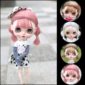 Парик Blythes для кукол, подходит для модных новинок, 1/6 размер, двойной конский хвост, высокотемпературная шелковая лапша быстрого приготовления