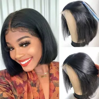 Парик Bob Wig 13x 4, парики из человеческих волос на сетке спереди для черных женщин, HD прозрачные короткие парики из человеческих волос, предварительно выщипанные прямые парики на сетке