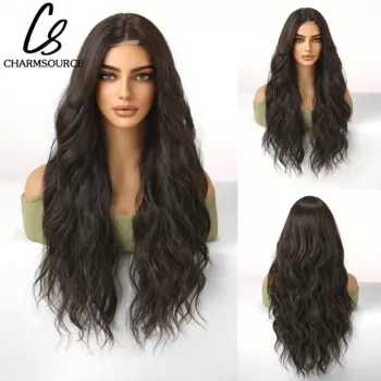 Парик CharmSource Hairline со шнуровкой спереди, темно-коричневые синтетические волосы, длинный волнистый парик для женщин, для косплея, бесплатная доставка, высокая плотность