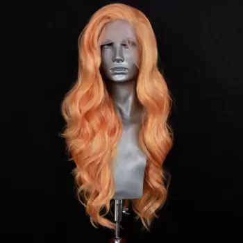 Парик длинный UNIQUEWIG Body Wave 13X4, парики на сетке спереди высокой плотности, цветные синтетические оранжевые парики на сетке спереди для черных женщин, повседневная одежда