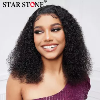 Парик для чернокожих женщин STAR STONE, бразильские кудрявые передние парики из человеческих волос с кружевом, размер 13X 4, al 4x4
