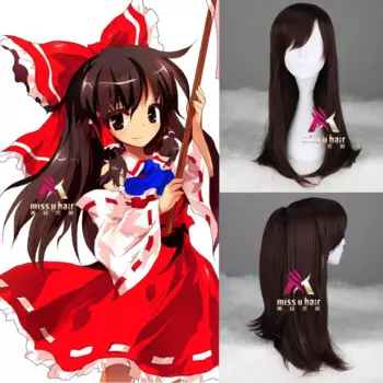 Парик для косплея хакури рейму из TouHou Project Remilia Scarlet, длинные вьющиеся волнистые стойкие синтетические волосы для женщин, аниме + парик, шапочка