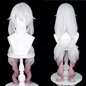 Парик для косплея Honkai Impact 3 Theresa Apocalypse синтетический длинный волнистый Омбре белый розовый пушистый парик для фотографий