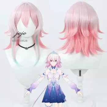Парик для косплея Honkai Star Rail Game 7 марта, розовый, смешанные, термостойкие, синтетические волосы, Хэллоуин, карнавал, вечеринка, парик для ролевых игр, кепка
