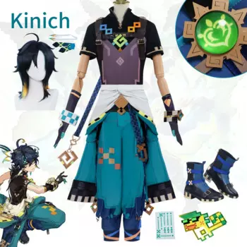 Парик для косплея Kinich Genshin Impact, парик для костюма Kinich Hair, туфли для косплея, униформа для Хэллоуина, униформа для женщин и мужчин