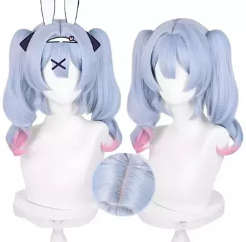 Парик для косплея Miku с кроличьими отверстиями длиной 45 см, термостойкие синтетические волосы и шапочка для парика