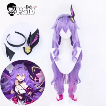 Парик для косплея Sirin из синтетического волокна, парик для косплея игры Honkai Impact 3, лавандовый фиолетовый градиентный розовый красный длинный парик + шапочка для парика