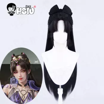 Парик для косплея Tessa из синтетического волокна, парик для игры Naraka Bladepoint, косплей HSIU черный длинный парик Naraka Bladepoint, парик