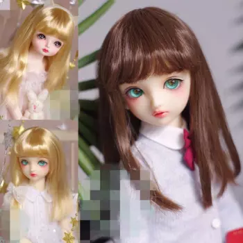 Парик для куклы BJD, подходит для 1-3 1-4 1-6 1-8 размеров, детская мягкая шелковая челка, темно-коричневые длинные фотоаксессуары