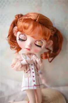 Парик для куклы BJD, подходит для блайз, размер соответствует челке, двойной хвост, имитация мохера, волосы, многоцветные дополнительные аксессуары для кукол
