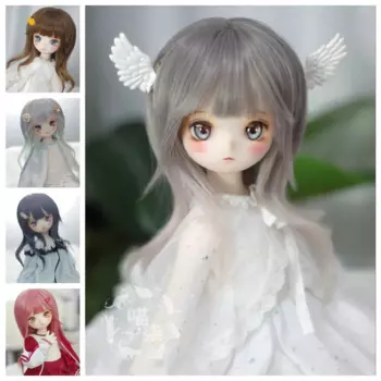 Парик для куклы BJD подходит для размеров 1/3, 1/4, 1/6, высокотемпературный Шелковый градиент, двухцветное изменение руки, средний цвет