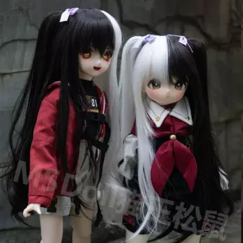 Парик для куклы DD MDD TF SD, многоцветные длинные вьющиеся волосы, двойные хвосты, парик для шарнирной куклы «сделай сам» 1/3 1/4 1/6, аксессуары для кукол