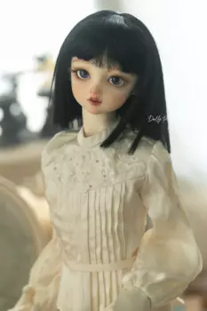 Парик для кукол, 1/3, размер 1/4, BJD.DD, из высокотемпературного шелка [platycodon black · baby wig], короткие волосы, цельнокроеные, плоские аксессуары для кукол