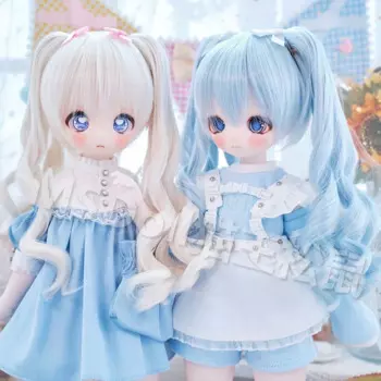 Парик для шарнирной куклы, 1/3, 1/4, 1/6, парик для шарнирной куклы ручной работы, кукла с вьющимися волосами «сделай сам», шарнирная игрушка, модный парик из волокна с двойным хвостом, аксессуары для кукол