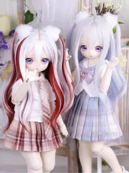 Парик для шарнирной куклы, подходит для 1/3, 1/4 размера, высокотемпературный Шелковый Пигтейл, длинные кудрявые волосы, аксессуары для кукол