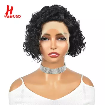 Парик для женщин HairUGo, со шнуровкой спереди, 13 х4, 8 ", с кудрявыми натуральными волосами