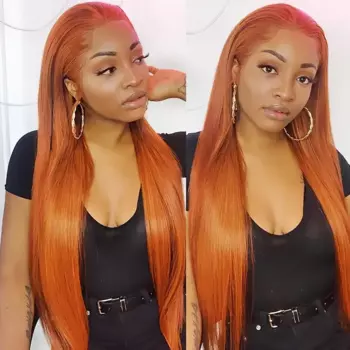 Парик для женщин Orange Ginger 13x6, фронтальные парики из человеческих волос, на сетке спереди 30 дюймов, для косплея, Прямые Цветные