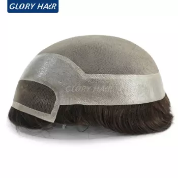 Парик Gloryhair мужской на моно-сетке, капиллярный протез из искусственной кожи, парик для индийских человеческих волос, Прямая поставка