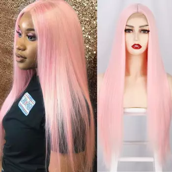 Парик I's a wig, розовый парик на сетке, Синтетические длинные прямые парики для женщин, парики для косплея, черные, красные светлые волосы