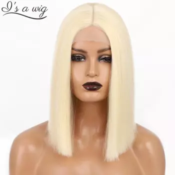 Парик I's a wig синтетические Короткие парики блонд прямые парики боб парики для женщин средней части хайлайтер светлые розовые оранжевые волосы для косплея