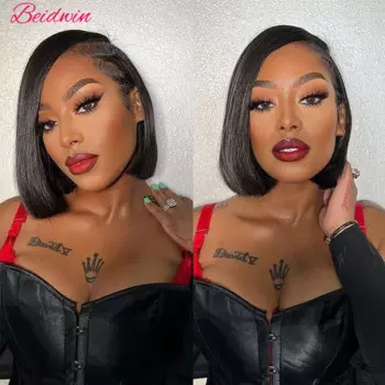 Парик из натуральных волос Bob Hair 13x4 Парик из натуральных волос на кружеве Прямые парики на фронтальной части шнурка Человеческие волосы HD Парик на фронтальной части шнурка Предварительно выщипанный