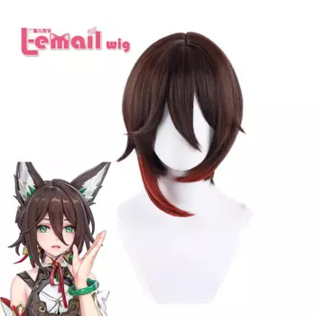 Парик L-email из синтетических волос для косплея игры Honkai: Star Rail Tingyun, парики 45 см из силикона с термостойким хвостом
